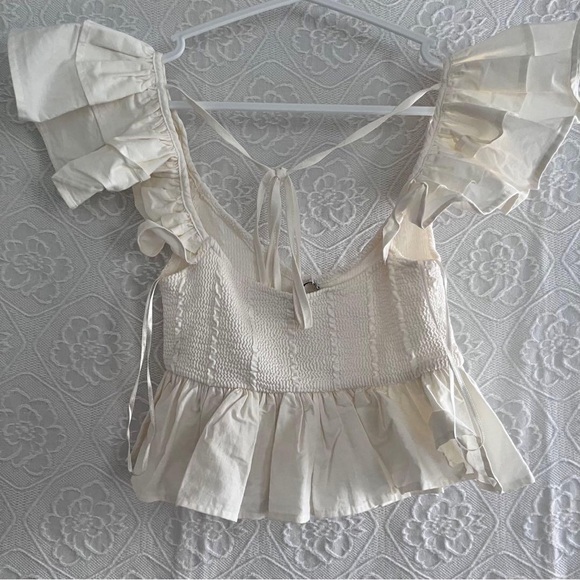 Zara Cream Ruffle PoplinTop - Picture 5 of 5